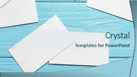  Presentation with business cards - Cool new slides with personal brand template - blank business cards on color backdrop and a light blue colored foreground