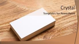  Presentation with business cards - PPT layouts featuring personal brand template - blank business cards on wooden background and a lemonade colored foreground