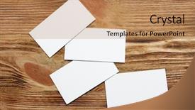  Presentation with business cards - Audience pleasing slides consisting of personal brand template - blank business cards on wooden backdrop and a coral colored foreground