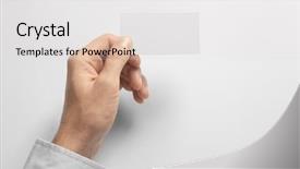  Presentation with business card - Amazing PPT layouts having personal brand template - man holding blank business card backdrop and a light gray colored foreground