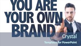  Presentation with branding - Beautiful slide deck featuring personal branding - business man pointing the text backdrop and a ocean colored foreground