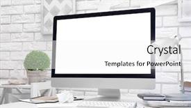  Presentation with workplace - Slide deck enhanced with personal branding - workplace with modern computer background and a white colored foreground