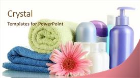  Presentation with cosmetics - Slides enhanced with personal care products - cosmetics bottles with towels background and a cream colored foreground