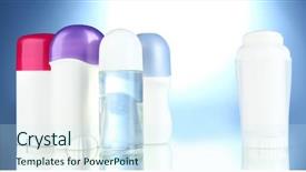  Presentation with personal care products - PPT theme with personal care products - deodorant on blue background background and a  colored foreground