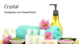  Presentation with personal care - Amazing slides having personal care products - hotel amenities kit on wooden backdrop and a white colored foreground