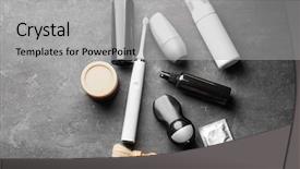  Presentation with personal care - Colorful slide deck enhanced with personal care products for men backdrop and a  colored foreground