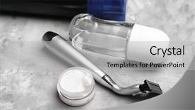  Presentation with personal care products - Beautiful PPT layouts featuring personal care products for men backdrop and a  colored foreground