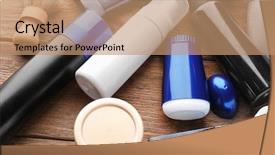  Presentation with personal care products - Slide deck with personal care products for men background and a  colored foreground