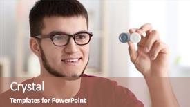  Presentation with plastic container - PPT theme having personal choice - man wearing glasses and holding background and a  colored foreground