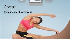  Presentation with virtual - Presentation theme having personal choice - sporty woman stretching background and a light blue colored foreground