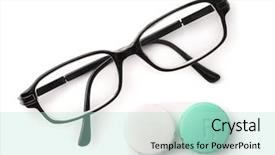  Presentation with eyeglasses - Theme featuring personal choice - top view of eyeglasses background and a mint green colored foreground