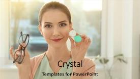  Presentation with plastic container - Colorful slides enhanced with personal choice - woman holding plastic container backdrop and a coral colored foreground