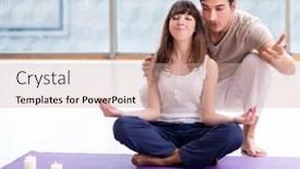  Presentation with coach - Audience pleasing slides consisting of personal coach helping during yoga session backdrop and a soft green colored foreground