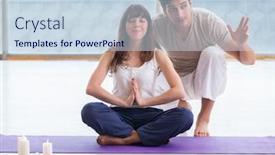  Presentation with coach - PPT theme enhanced with personal-coach-helping-during-yoga background and a sky blue colored foreground