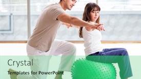  Presentation with gym ball - Cool new theme with personal-coach-helping-woman backdrop and a seafoam green colored foreground