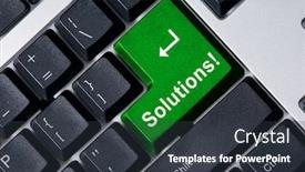  Presentation with personal - Slide deck enhanced with personal computer keyboard with green key solution background and a tawny brown colored foreground