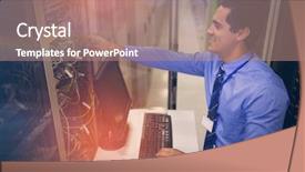  Presentation with maintenance of computer - Beautiful presentation featuring personal computer while analyzing server backdrop and a coral colored foreground