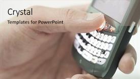  Presentation with cell - Colorful slide set enhanced with personal data assistant - hand holding pda cell phone backdrop and a soft green colored foreground