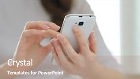  Presentation with smart home - Theme having personal data assistant - woman using her mobile smart background and a coral colored foreground