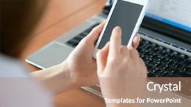  Presentation with smart home - Amazing PPT layouts having personal data assistant - woman using her mobile smart backdrop and a  colored foreground