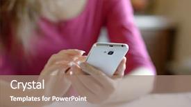  Presentation with mobile home - Theme with personal data assistant - woman using her mobile smart background and a  colored foreground