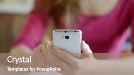  Presentation with mobile home - Audience pleasing PPT layouts consisting of personal data assistant - woman using her mobile smart backdrop and a  colored foreground