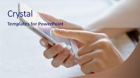  Presentation with smart home - Audience pleasing presentation theme consisting of personal data assistant - woman using her mobile smart backdrop and a  colored foreground