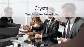  Presentation with employees - Amazing presentation having personal data assistant - young boss with employees backdrop and a sky blue colored foreground