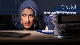  Presentation with identity theft - Presentation theme consisting of personal data in identity theft background and a navy blue colored foreground