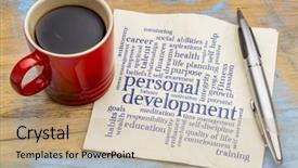  Presentation with personal development - Slide deck with personal development word cloud - handwriting background and a mint green colored foreground