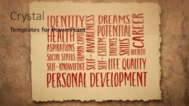  Presentation with improvement - Slides enhanced with personal-development-word-cloud background and a coral colored foreground