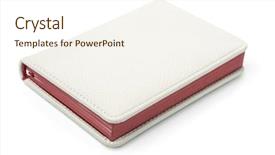  Presentation with notebook - Colorful theme enhanced with personal diary - white leather notebook isolated backdrop and a cream colored foreground