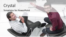  Presentation with computers - Presentation theme having personal digital assistant - employees work on computers background and a white colored foreground