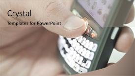  Presentation with brain and cell phone radiation - Slide deck having personal digital assistant - hand holding pda cell phone background and a mint green colored foreground