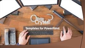  Presentation with security officer - PPT layouts featuring personal digital assistant - hands of security officer using background and a coral colored foreground