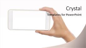  Presentation with retail smart phone shopping - Amazing PPT layouts having personal digital assistant - using smart phone isolated backdrop and a white colored foreground