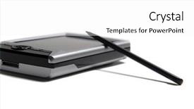  Presentation with personal - Colorful presentation design enhanced with personal digital assistant with stylus backdrop and a  colored foreground