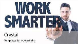  Presentation with word art text edited - PPT layouts with personal effectiveness - business man pointing the text background and a white colored foreground