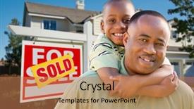  Presentation with real estate - Amazing presentation design having personal finance - happy african american father backdrop and a coral colored foreground