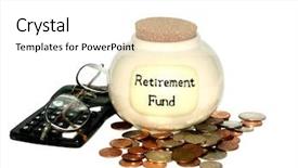  Presentation with retirement - PPT theme consisting of personal financial statement - retirement concept with a jar background and a white colored foreground