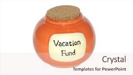  Presentation with vacation - Slides enhanced with personal financial statement - vacation fund jar background and a  colored foreground