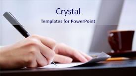  Presentation with pharmacy documents - Colorful presentation enhanced with personal financial statement - woman working with documents backdrop and a  colored foreground