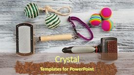  Presentation with accessories - Cool new presentation design with personal grooming - accessories for cat on wooden backdrop and a tawny brown colored foreground