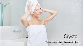  Presentation with camera - Slide deck consisting of personal grooming - fresh young woman wrapped background and a light gray colored foreground