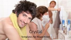  Presentation with ready - Amazing presentation design having personal grooming - handsome young man getting ready backdrop and a coral colored foreground