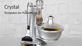  Presentation with shaving - PPT layouts featuring personal grooming - male luxury shaving kit background and a light gray colored foreground