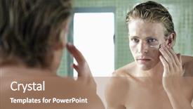  Presentation with facial - Slides consisting of personal grooming - man applying facial cream background and a coral colored foreground