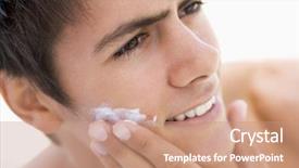 Presentation with shaving - Cool new presentation with personal grooming - man putting on shaving cream backdrop and a coral colored foreground
