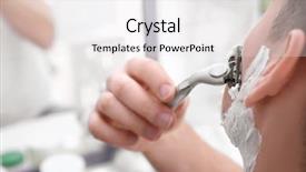  Presentation with shaving - Amazing presentation theme having personal grooming - man shaving in bathroom closeup backdrop and a white colored foreground
