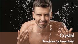  Presentation with shaving - Beautiful presentation theme featuring personal grooming - man spraying water on his backdrop and a tawny brown colored foreground